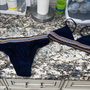 Stone Fox Swim Black Bikini with Multicolor Trim